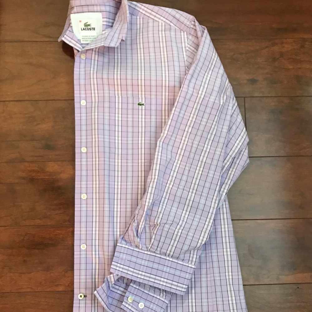Purple checkered men’s Lacoste button down